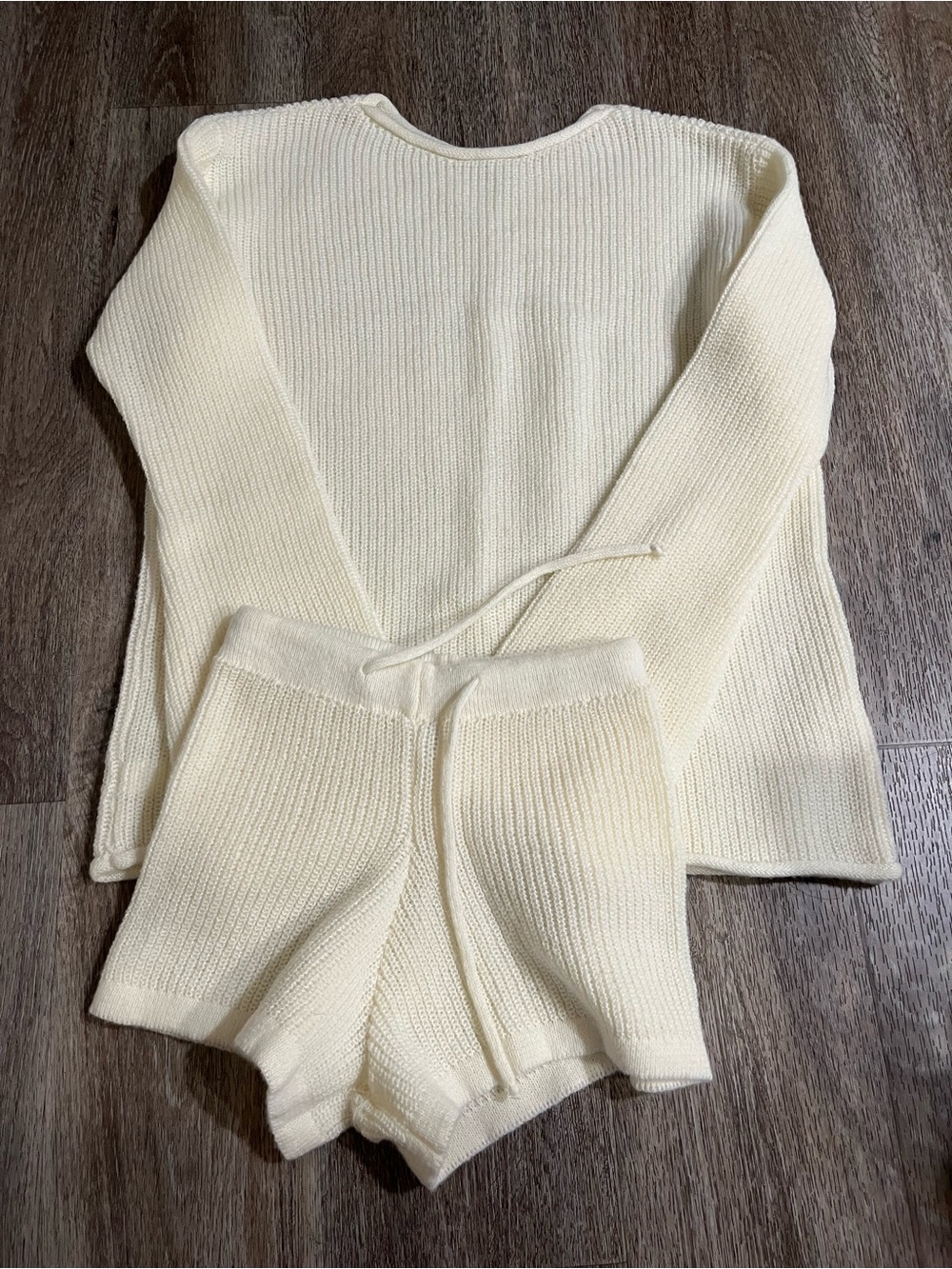 Cream Knit  Set - Sweater & Shorts